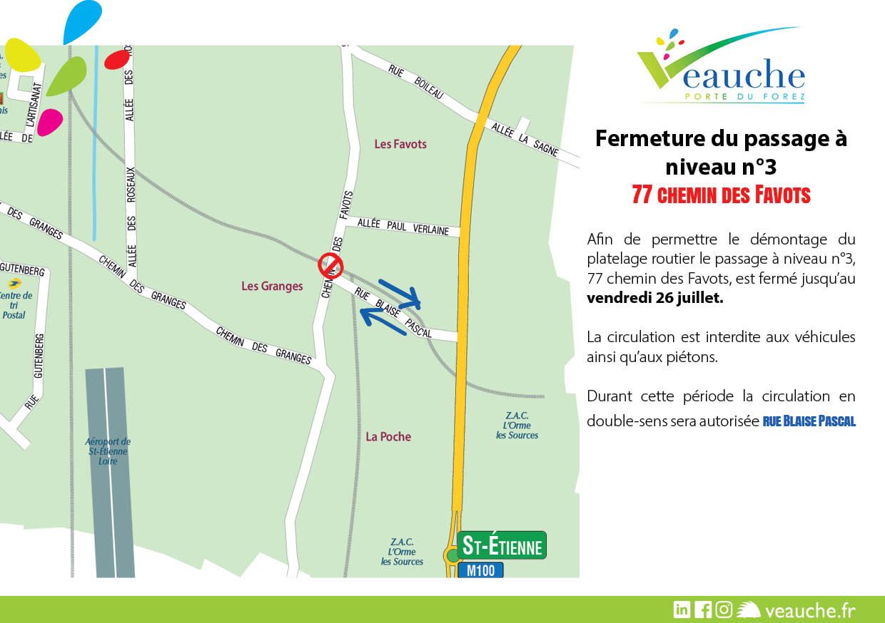 Fermeture du passage à niveau n°3, 77 chemin des Favots 