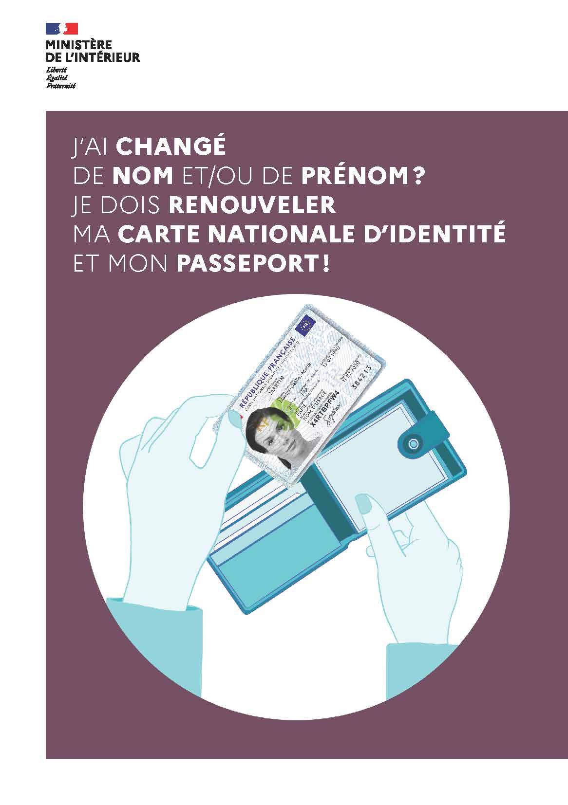 Changement de prénom ou de nom : invalidation carte d'identité