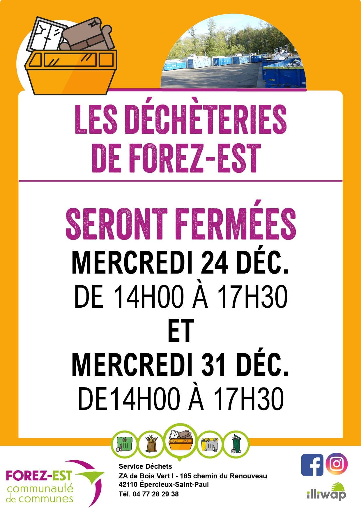 Déchèteries Forez-Est fermées 