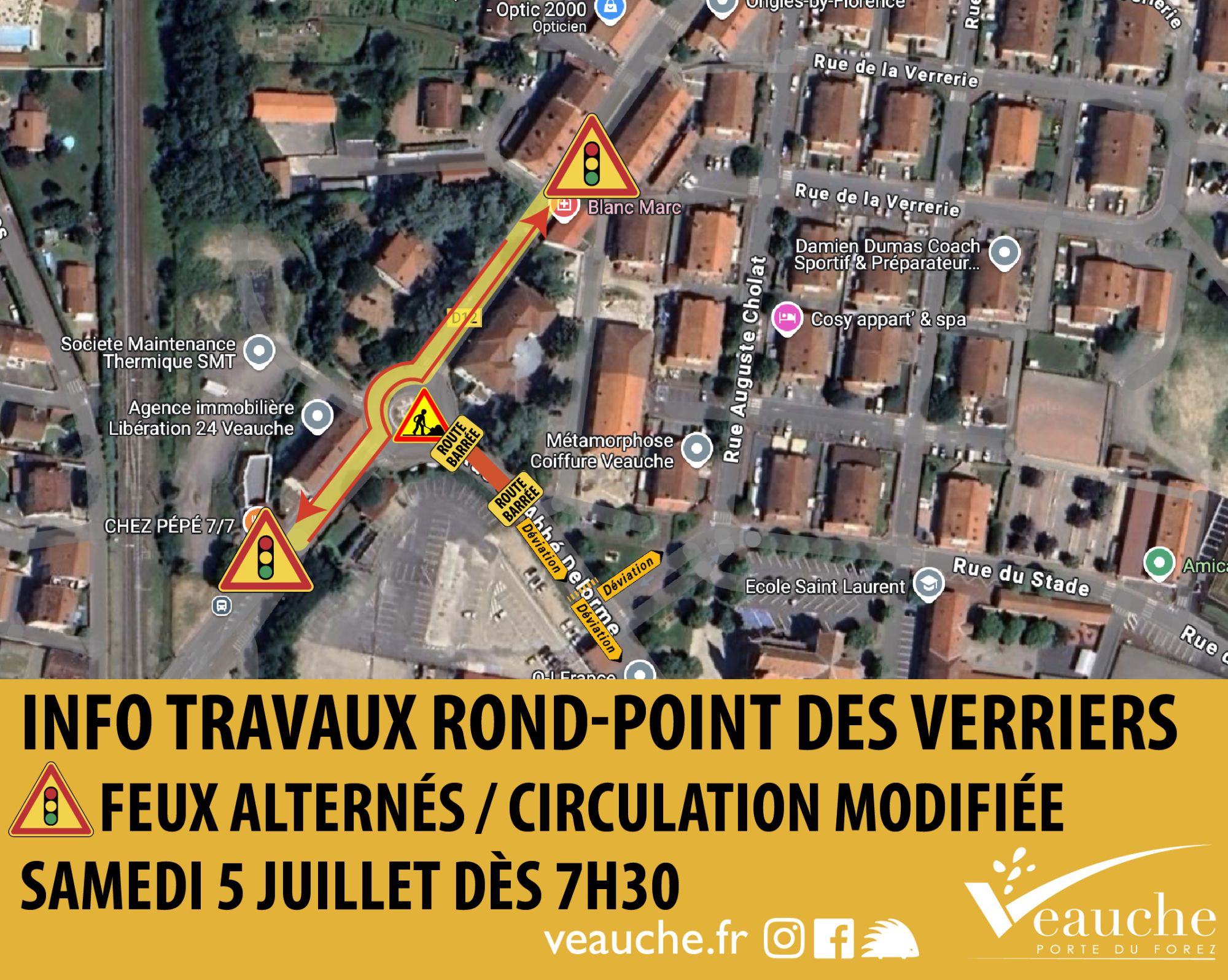 Travaux Rond-point des Verriers Samedi 5 juillet